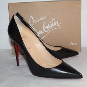 Christian Louboutin Kate Black Leather Heels Pumps Red Bottom 42